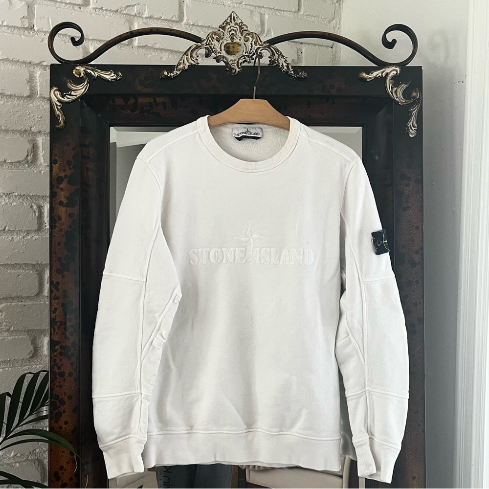 Authentic Stone Island Crew Neck Sweatshirt Sz M Cream color